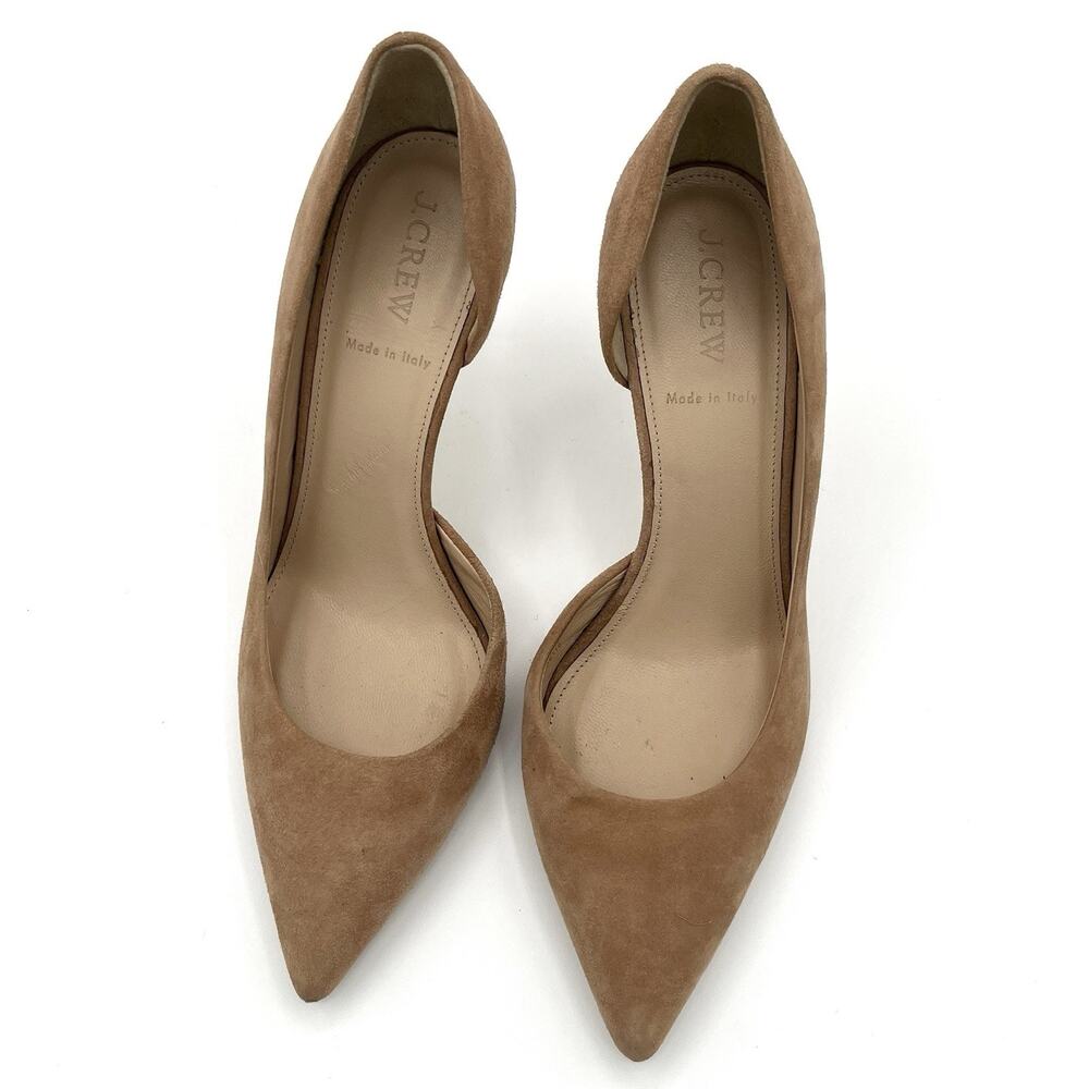 J. Crew Lucie Suede D'Orsay Pumps Chic Minimalist Classic Ashen Brown Heels Sz 8 - Picture 7 of 13